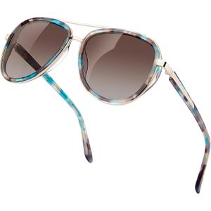 BIRCEN Polarized Sunglasses for Women UV - Protection Womens Retro Mirrored Shades with Acetate Frame BC2001 (B-tortoise Blue)