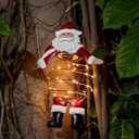 Solar Santa Claus Hanging Decoration, Metal Spiral Christmas Ornament for Indoor Outdoor Garden, Holiday Santa Sculpture Gift for Mom, Women, Friends