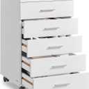 VASAGLE File Cabinet, Mobile Pedestal Filing Cabinet with Wheels, Printer Stand with 5 Drawers, Tool-Free Sliding Rails, for Study, Home Office, Cloud White UOFC081W01