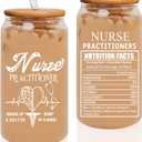 Nurse Practitioner Gifts for Women, Nurse Practitioner Day Week Gifts for NP, 16oz Glass Cup With Straw, Appreciation Thank You Gift for Nursing Students Graduation Christmas