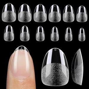 UNA GELLA Extra Short Almond Nail Tips 12 Sizes Short Almond Gel Nail Tips 120Pcs Soft Gel Clear Full Cover Nails Tips Acrylic False Nails Press On Nails for Extensions DIY Salon