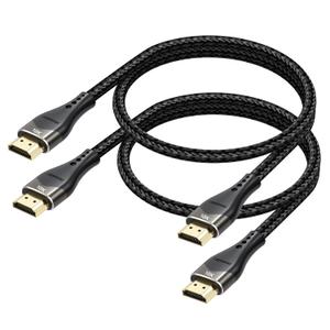 Short HDMI Cable 2FT 2-Pack 10K 8K 4K, HDMI 2.1 Cable 2 Foot 48Gbps Ultra High Speed Braided HDMI Cord 8K@60Hz, 4K@120Hz, eARC, HDR10+, HDCP2.3 for Monitor/HDMI Switch/Camera/TV Box/HDTV
