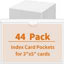 44 Pack Labels for Storage Bins, 35 Inches Index Card Holder Organizer, Clear Adhesive Pockets, Plastic Label Holders for Tote Library Card Bins Box Drawer Classroom Organization