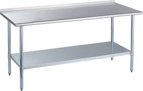 Stainless Steel Table for Prep 30x72 Inches, NSF Metal Commercial Kitchen Heavy Duty Table with Adjustable Under Shelf and Table Foot for Restaurant, Home and Hotel