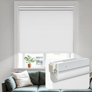 MiLin No Tools No Drill Cordless Roller Shades 100% Blackout Roller Windows Shades Thermal Insulated Reduce Noise Privacy Window Roller Blinds for Home and Office - White Custom Size