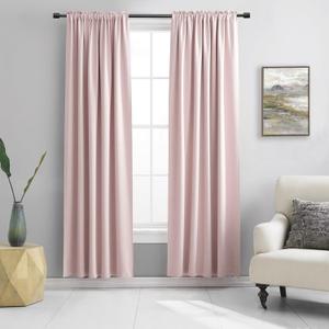 Blush Pink Curtains 80 Inches Long - 2 Panels Blackout Curtain Panels/Drapes for Girls Kids Bedroom Decor - Baby Pink Room Darkening Thermal Insulated for Baby Nursery W 52" x L 80"
