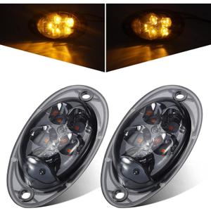 Partsam 2Pcs For Freightliner Cascadia Amber LED Side Marker Turn Signal Lights 5-2835-SMD Smoke Lens, Front Cab Clearance Lights For Freightliner Cascadia Semi Trucks