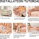 HANDONTIME Orange Sofa Covers for Loveseat, 3 Cushion Couch, Boho Style, Soft Chenille, Dog-Friendly, Thick Washable, 91" X134"