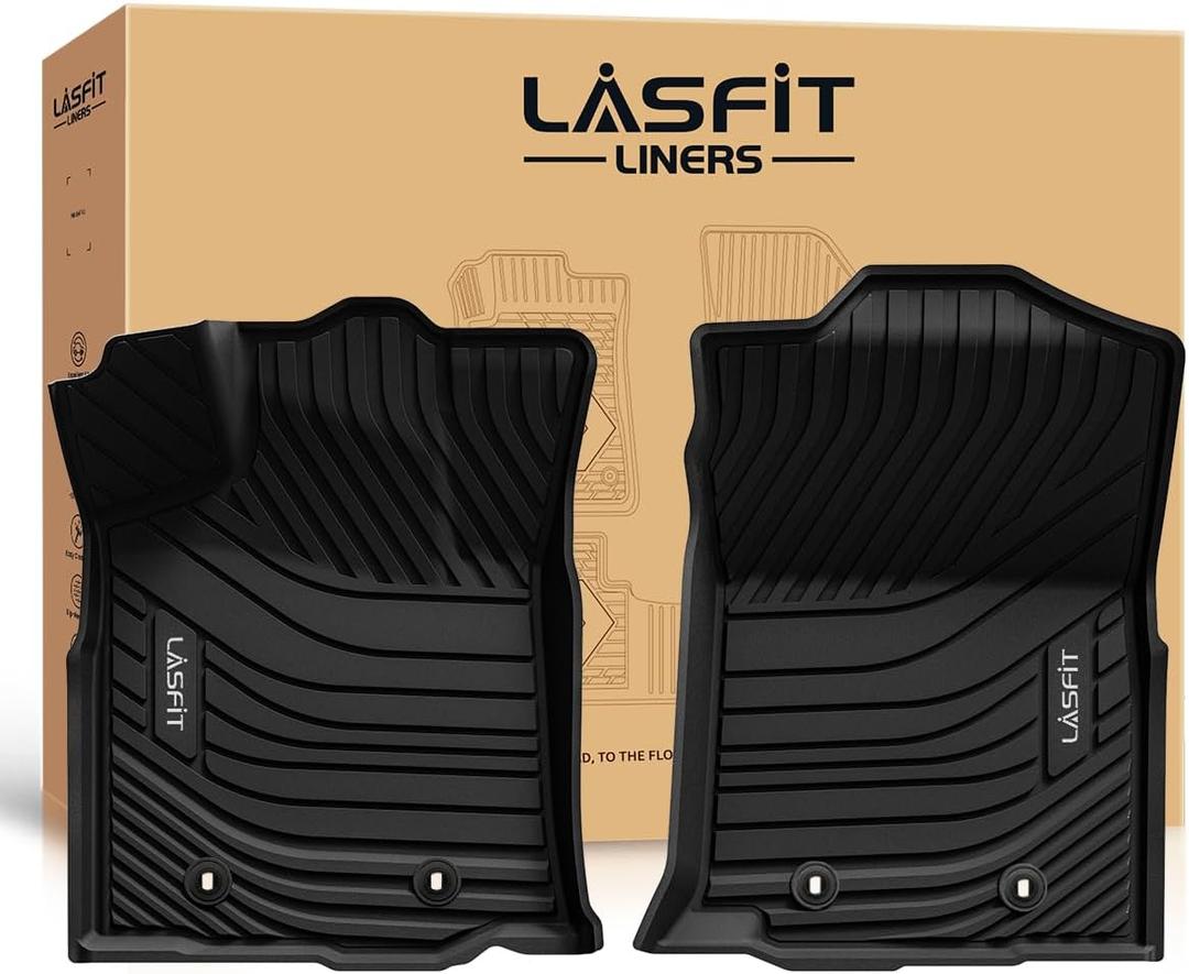 LASFIT Front Mats Fit for Tacoma 2016-2023 (Only Fit Auto Tran), Custom Fit All Weather Protection Durable TPE Floor Liners for 2024 2025 2026 Tacoma Accessories Front Row Car Mats, Black