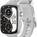 Smart Watch 45-Day Battery, Ultra HD 1.95" AMOLED  3ATM Waterproof, Bluetooth Calling, 130+ Sports Modes, Heart Rate Blood Pressure Sleep Tracker for iPhone Android (Silver)