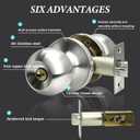 SUNTAI 6 Pack Privacy Door Knobs, Satin Nickel Round Doorknobs Interior/Exterior Lockset, Keyless Door Handle with Lock for Bedrooms/Bathrooms