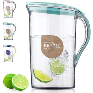 Berglander Fridge Door Water Pitcher With Lid Perfect for Making Tea, Juice And Cold Drink, 71 OZ Water Jug Made of Clear PET, Clear Fiber Glass Carafe BPA free (3.Blue)