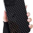 Compatible with iPhone 15 Pro Case, Fashion Cute Polka Dot Pattern Aesthetic Design for Women, Soft TPU and Hard Back Shockproof Phone Case for iPhone 15 Pro 6.1 inch, Black