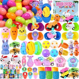 300pcs Bulk Prefilled Easter Eggs with Toys  Filled Easter Eggs for Kids, Pre Filled Easter Eggs Bulk, Stuffed Easter Eggs with Toys for Easter Egg Hunt Supplies, Basket Stuffers & Classroom Prizes