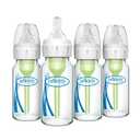 Dr. Brown's Anti-Colic Options+ Narrow Glass Baby Bottle with Level 1 Slow Flow Nipple, BPA-Free, 4 oz/120mL, 4-Pack