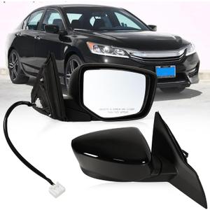 Right Passenger side Mirror Fits 2013-2017 Honda Accord Sedan/Coupe with Power Glass without Heated without turn signals without Blind Spot Match Black Replace 76208T2FA11 (3Pins)