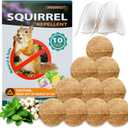 Squirrel Repellent Balls, 10 Pack Natural Plant-Based Formula, Long-Lasting Outdoor Animal Deterrent, Repel Skunk, Chipmunk & Raccoon, for Yard, Garden, Attic & Car Engine