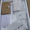 DWVO Makeup Vanity with Large Mirror and LED Lights, Vanity Desk Set with Power Outlet & Chair & 3 Lighting Colors, 4 Drawers, Dressing Table Stool Set for Dressing Room, Pearl White