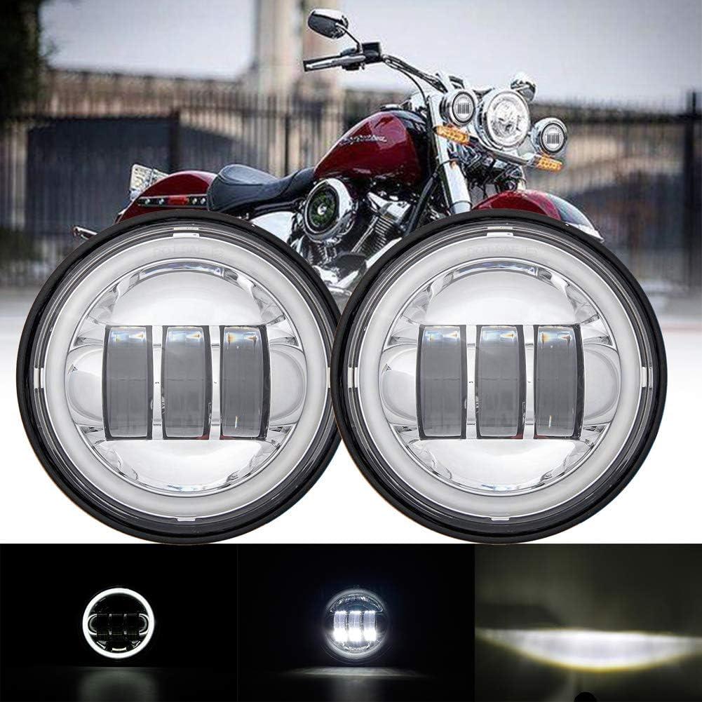 1 Pair 4.5 Inch Led Fog Light With Angel Eyes Passing Lamps DRL bulb For Motorcycle Fog Lamp (Silver Fog Light with Eye Angel)