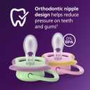 Philips Avent Ultra Air Pacifiers - Orthodontic Design, for Babies 6-18 Months, Soft Silicone Symmetrical Nipple, BPA-Free, 2 Sterilizing Cases, 4 Pack, SCF087/25 (green, pink)