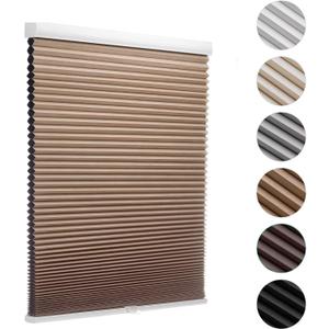 MYshade Cordless Blackout Cellular Shades for Windows, Honeycomb Window Shades with Thermal Insulation, Child & Pet Safe Room Darkening Shade, Easy Install, 18" W x 36" H, Light Brown