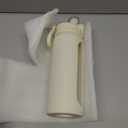 Glass Water Bottle with Silicone Sleeve 24oz with Lid, Motivational Time Marker, Drinking Hydration Glass Bottles for Men Women, Gym Travel Sports (Cream)