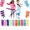 dervea Ribbon Dancing Wands 10pcs Pack, Party Favor for Girls Birthday Favor Bags, Indoor Outdoor Kids Party Games, Gymnastic Party Gifts (Mixed Color with White handle, 10pcs Set)
