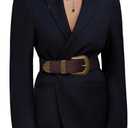 Scarlet Darkness Women Wide Belt Western Embossed Buckle Elastic Waist Belt for Dresses Coats (X-Large, Coffee)