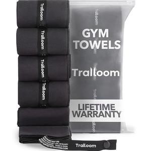 Trailoom Microfiber Workout Towels - Quick Dry, Highly Absorbing, Odor-Free, for Men & Women - Gym Sweat Sports Towel for Hot Yoga, Tennis, Running, Exercise, Working Out, Camping, Set of 3 Black