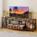 YGEOMER TV Stand for 75 Inch TV Entertainment Center with Power Outlets TV Console Table deepen with Fabric Drawers Metal Frame Storage Shelves and for Living Room, Bedroom 63" Rustic Brown (Depth Size15.7inch)