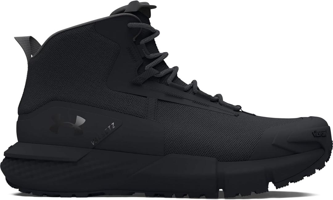 Under Armour Men's Charged Valsetz Mid Military and Tactical Boot (15, (001) Black/Black/Jet Gray)