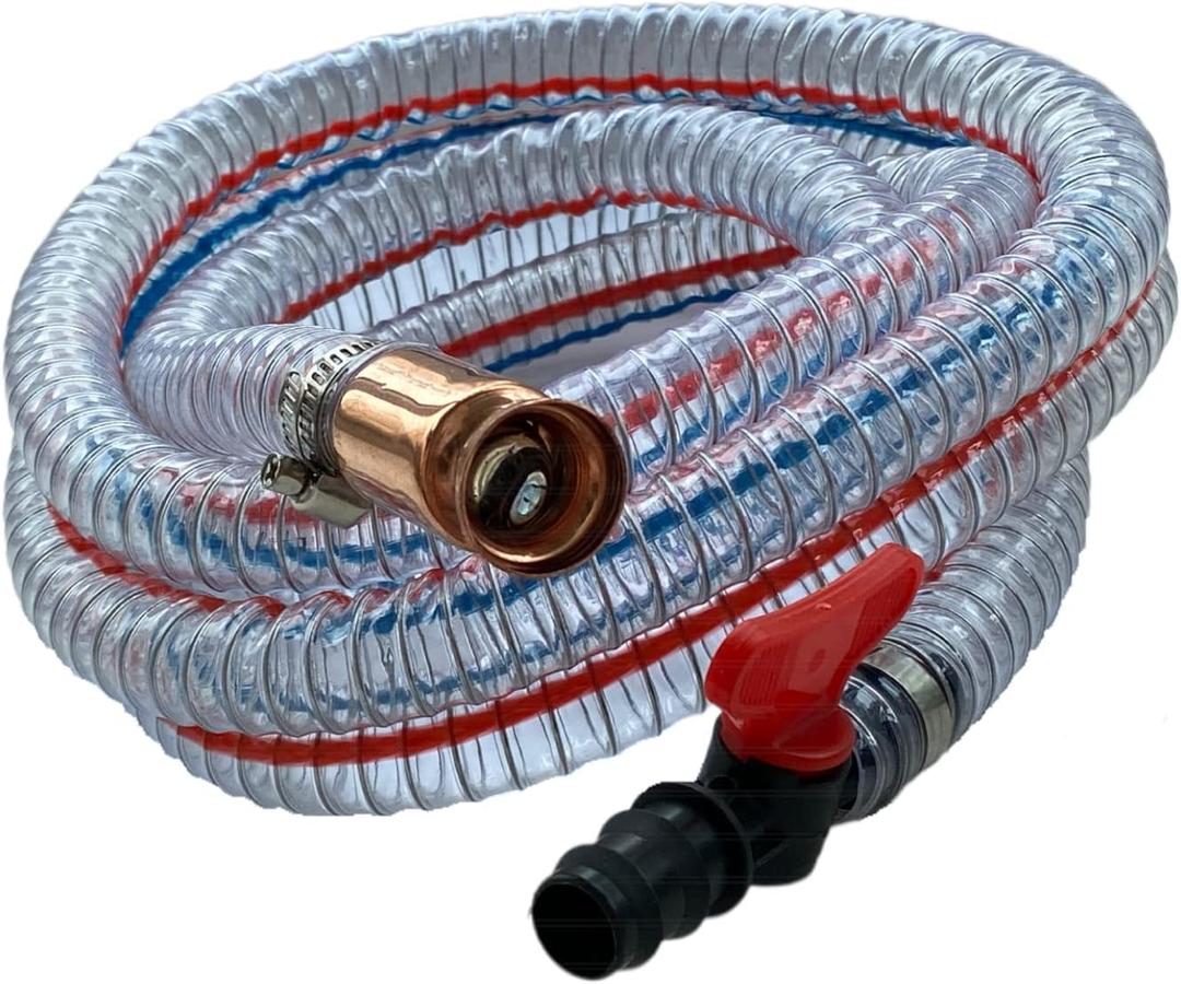 High Flo Gas Siphon Pump With Control Valve, Hand Fluid Transfer Pump For Water Oil Fuel 10ft Hose 3/4" Shaker Valve Siphon, Suction 5.5 Gallons Water Per Minute. (10ft 3/4" Valve)