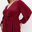 City Chic Women's Plus Size Dress - Ivanna V Neck Maxi (Dark Cherry, Size 12/XXS)