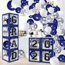 Graduation Decorations 2026 Graduation Party Decorations Set of 4 Boxes with 129pcs Balloons Arch Garland Kit Party Supplies for Any Grades Blue