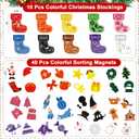10 Pcs Christmas Toys Magnetic Color Sorting Set, Educational Xmas Stocking Whiteboard Fridge Magnets, Colors Matching Games Sensory Toys for Toddlers Kids Preschool Learning Activities