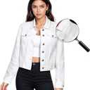Hybrid & Company Women's Long Sleeve Denim Jackets Basic Button Down Jean Jacket with Pockets (2X, Jk37350-white)
