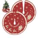Hungdao 2 Pcs Mini Christmas Tree Skirt 15" Small Red Vintage Christmas Tree Skirt Decorations for Xmas Rustic Holiday Party Decor(Snowflake)