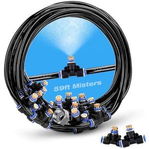 H&G lifestyles Patio Mister, Outddor Misters for Outside Patio,Water Misters for Cooling,2659FT Misting System for Green House,20 Brass Mister Nozzles,Fits 3/4" GHT Garden Hose,for Backyard Trampoline