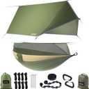 Sunyear Camping Hammock, Portable Single & Double Hammock with Net, 2 Person Hammock Tent with 2 * 10ft Straps, Best for Outdoor Hiking Survival Travel (Usa Green Bundle)