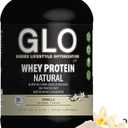 GLO Health Foods Cold-Processed Whey Protein - Vanilla Flavor - 24g Protein per Serving - Whey with Digestive Enzymes & BCAAs - Supports Muscle Growth, Strength & Recovery - 2 LB (28 Servings) 04/2028
