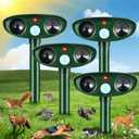 4 Pack 2025 Solar Ultrasonic Animal Repellent Outdoor Deer Repellent Devices Motion Detection Waterproof Cat Dog Skunk Raccoon Squirrel Rabbit Deterrent Animal Repeller for Yard Farm