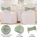 Sage Green Chair Sashes 50 Pack Spandex Sage Sashes for Chairs Covers Stretch Chair Sashes Band with Heart Buckle Slider for Wedding Banquet Party Decorations
