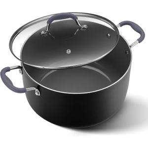 10 Quart Nonstick Stock Pot with Lid, Ceramic Soup Pot with Lid, Induction Cooking Pot with Silicone Handle for All Stoves, Healthy Non-toxic Cooking Pot for Stew/Pasta, PFAS & PFOA Free