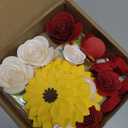 Nezyo 30 Pack Flower and Butterfly DIY Decorations Set 18 Pcs Flower Heads 12 Pcs 3D Butterfly Flat Back Roses Yellow Sunflower Heads for Grad Hats Wedding Baby Shower Home Decor (Red, Yellow)