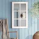 Barnyard Designs 24x40 Windowpane Wood Farmhouse Wall Mirror, Large Rustic 6 Pane Rectangle Window Frame Vintage Decor, Entryway Hallway Mirror (Whitewash)