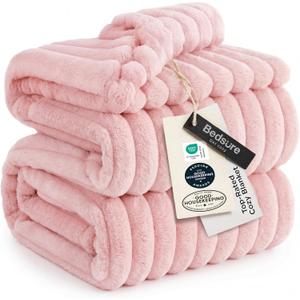 Bedsure GentleSoft Coral Pink Fleece King Blanket for Couch - Super Soft Cozy Blankets for Women, Cute Small Blanket for Girls, 108x90 Inches