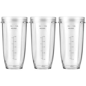 MEET JUICE 2 Pack 24oz Ninja Blender Cups, Blender Replacement Parts Compatible with Ninja Auto-iQ Series Blenders BL480 BL481 BL482 BL640 BL682 BL2012 BN801