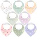 8-Pack Organic Baby Bandana Bibs for Girls - Super Absorbent Triangle Baby Bibs for Drooling and Teething Infant, 100% Cotton Extra Soft for Newborn, Infant 0-36 Months (Lunaris)