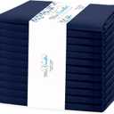 Blue Needles Solid Cloth Napkins Set of 12 Navy Blue 100% Cotton Dinner Napkins 18x18 inches - Soft, Reusable, Absorbent & Washable Linen, Ideal for Spring Summer Easter Events Parties & Everyday Use
