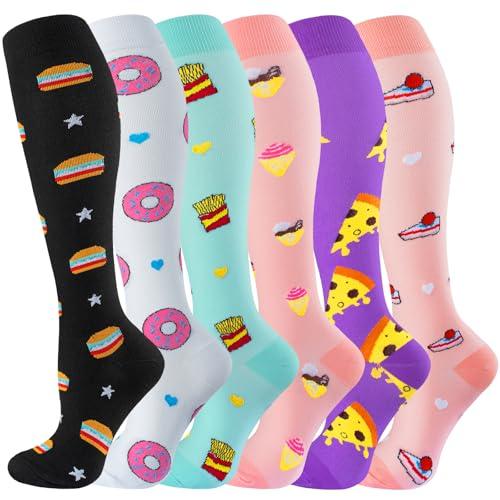 6 Pack bropite Compression Socks for Women & Men Circulation-Support Knee High Socks 20-30 mmhg-Best for Running,Medical,Nurse,Travel,S/M